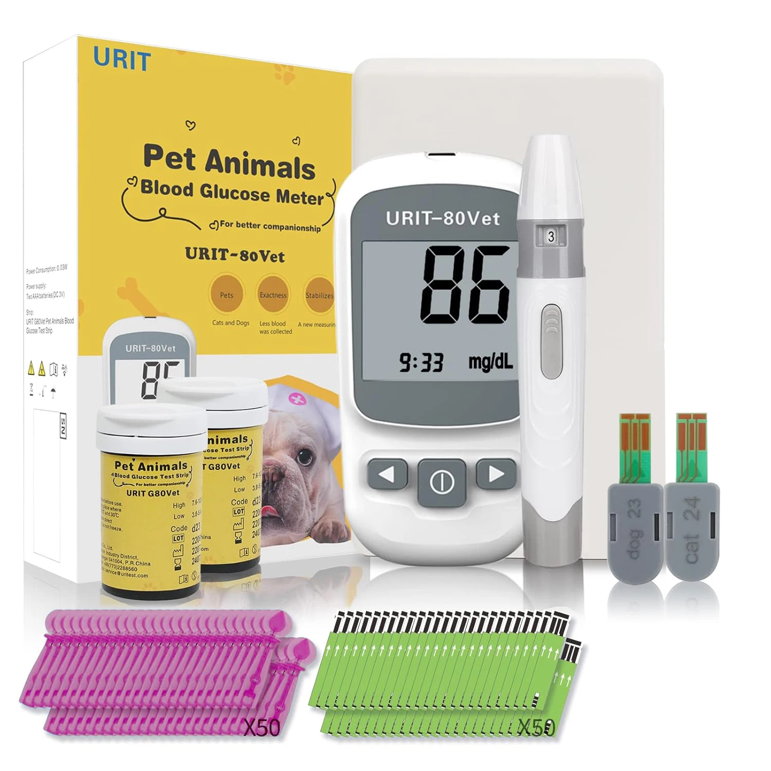 Glucose Monitoring Kit for Dogs & Cats, Pet Blood Sugar Monitor with Pain-Free & Easy Shuttle, No-Coding Kits with 50 Strips thumbnail 2