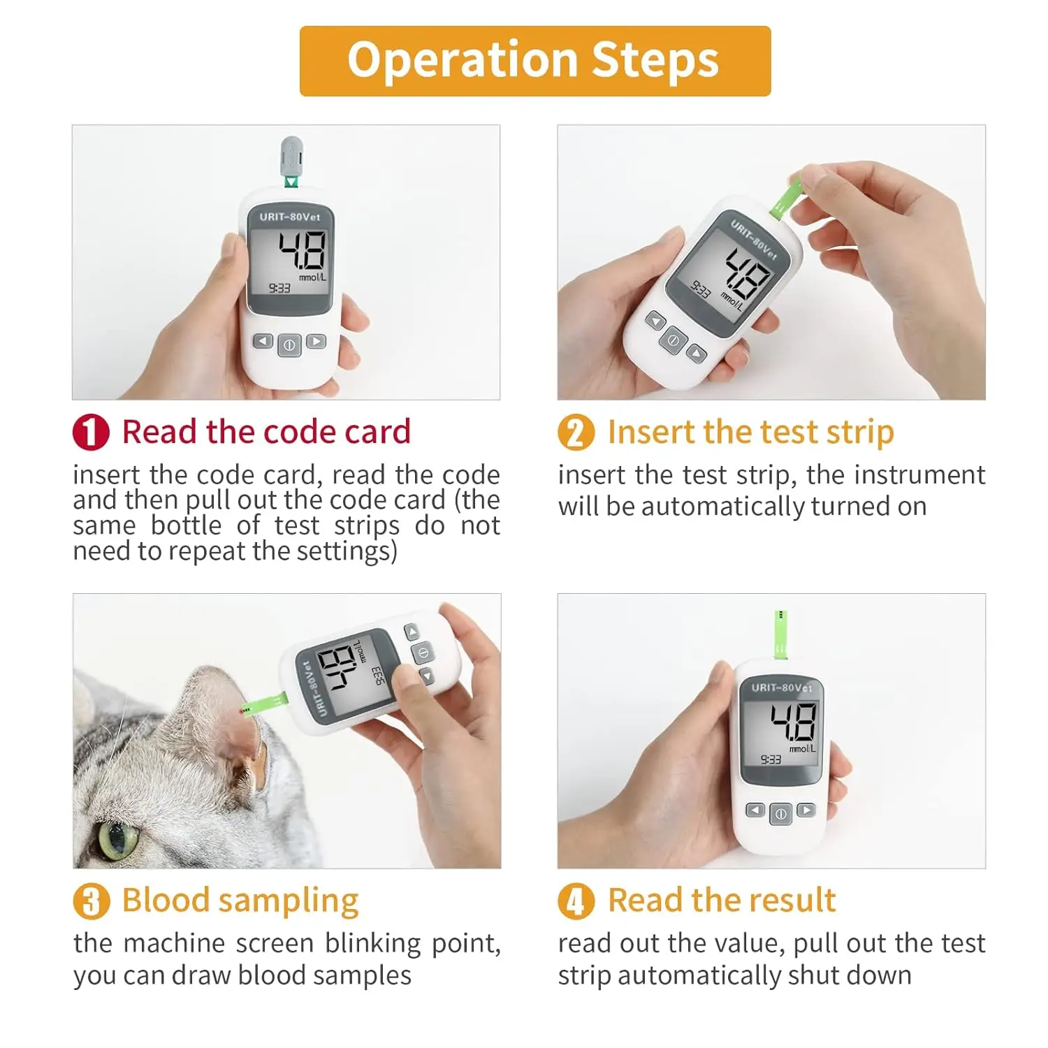 Glucose Monitoring Kit for Dogs & Cats, Pet Blood Sugar Monitor with Pain-Free & Easy Shuttle, No-Coding Kits with 50 Strips thumbnail 6
