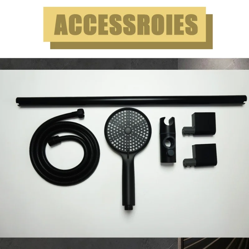 Wall Mounted Shower Kit with ABS Handheld Shower Head Stainless Steel Hose Adjustable Shower Stand Slider Bathroom Accessories thumbnail 4