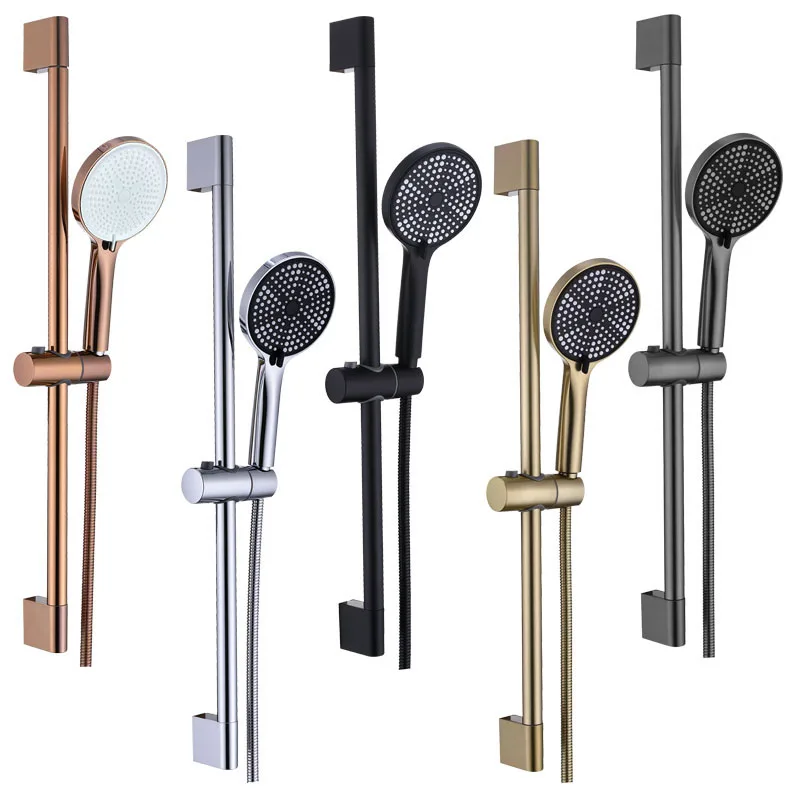 Wall Mounted Shower Kit with ABS Handheld Shower Head Stainless Steel Hose Adjustable Shower Stand Slider Bathroom Accessories thumbnail 6