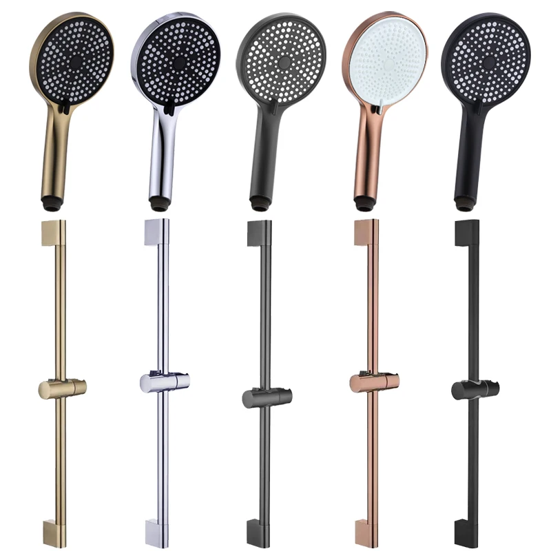 Wall Mounted Shower Kit with ABS Handheld Shower Head Stainless Steel Hose Adjustable Shower Stand Slider Bathroom Accessories thumbnail 5