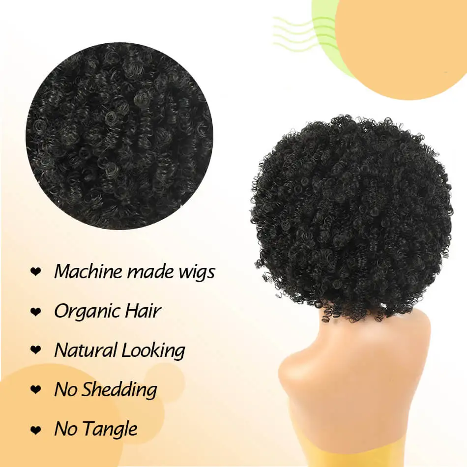 Synthetic Short Pixie Afro Kinky Curly Wigs Simple Cheap Machine Made Wigs For Women Natural Hair Styles Curly Hair For Women thumbnail 5