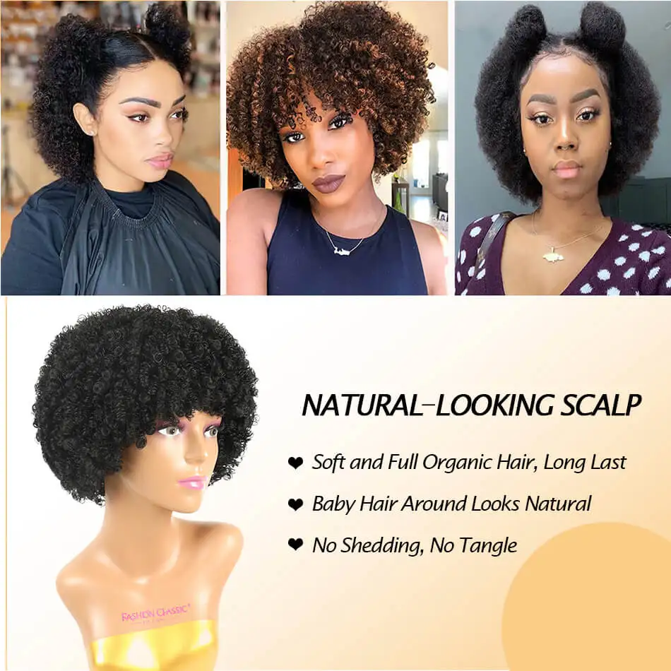 Synthetic Short Pixie Afro Kinky Curly Wigs Simple Cheap Machine Made Wigs For Women Natural Hair Styles Curly Hair For Women thumbnail 6