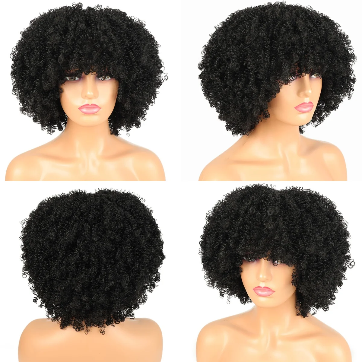 Synthetic Short Pixie Afro Kinky Curly Wigs Simple Cheap Machine Made Wigs For Women Natural Hair Styles Curly Hair For Women thumbnail 3