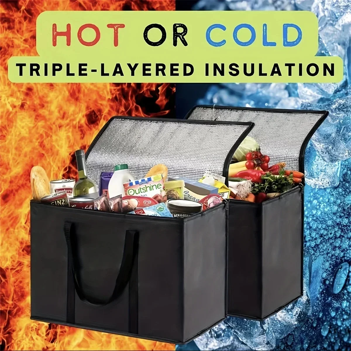 Portable Lunch Cooler Bag Folding Insulation Waterproof Camping Picnic Ice Pack Food Thermal Bag Drink Carrier Food Delivery Bag