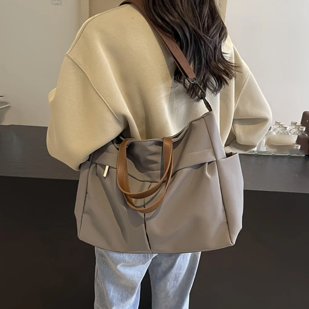 New Stylish Tote Bags Nylon Shoulder Bag Crossbody Bag Zip Closure Adjustable Strap Two Pockets Large Capacity Commuting Handbag thumbnail 4