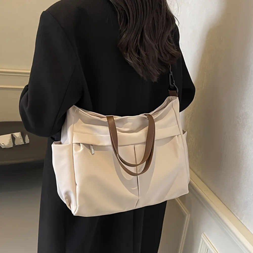 New Stylish Tote Bags Nylon Shoulder Bag Crossbody Bag Zip Closure Adjustable Strap Two Pockets Large Capacity Commuting Handbag thumbnail 3