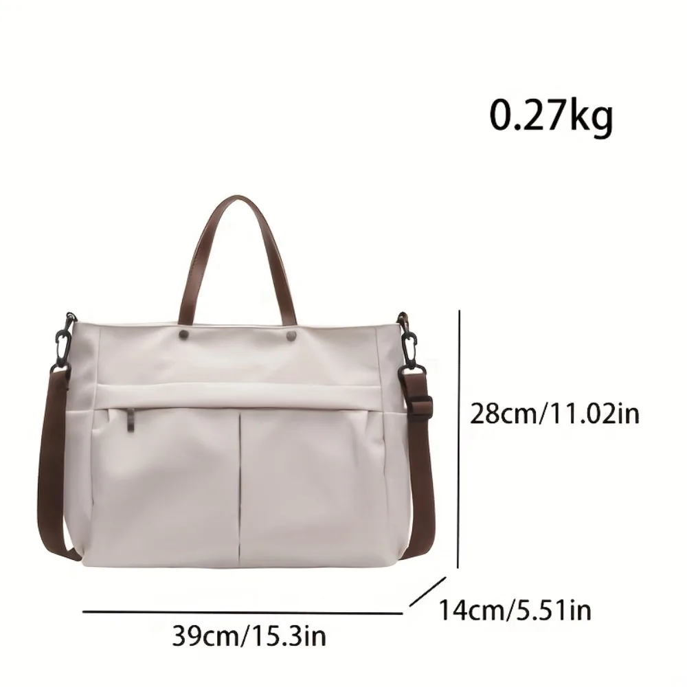 New Stylish Tote Bags Nylon Shoulder Bag Crossbody Bag Zip Closure Adjustable Strap Two Pockets Large Capacity Commuting Handbag thumbnail 6
