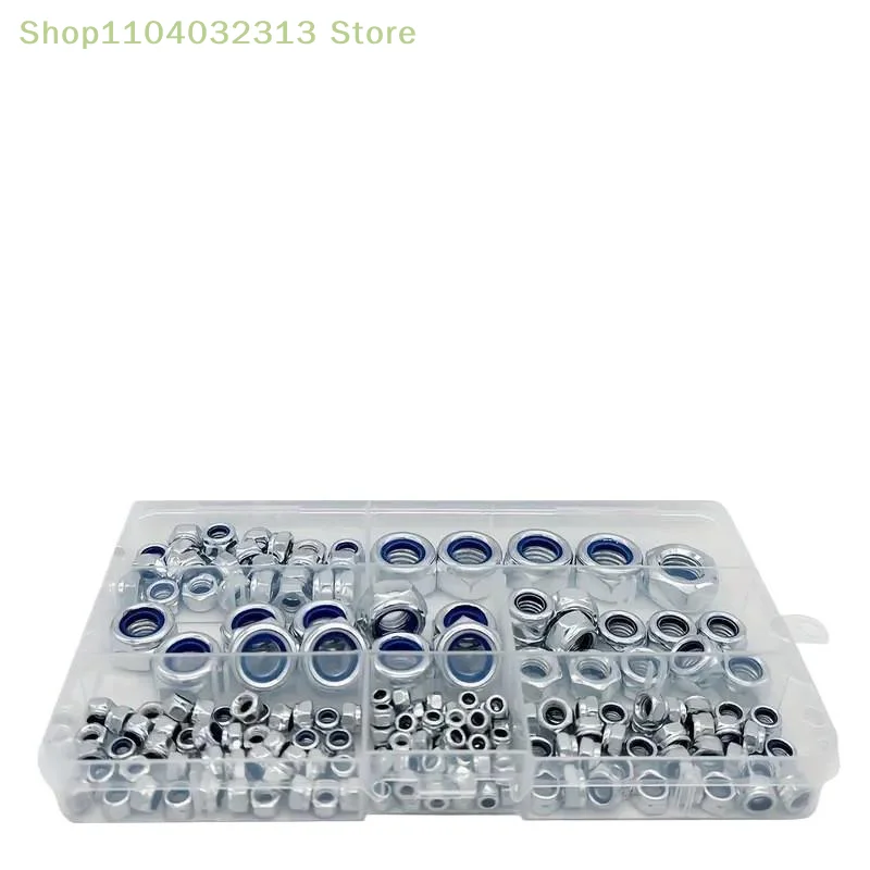 175pcs Hex Nylon Insert Self-Locking Nuts Nylock Locknut Assortment Kit M3-M12 Sizes Stainless Steel for DIY Projects thumbnail 5