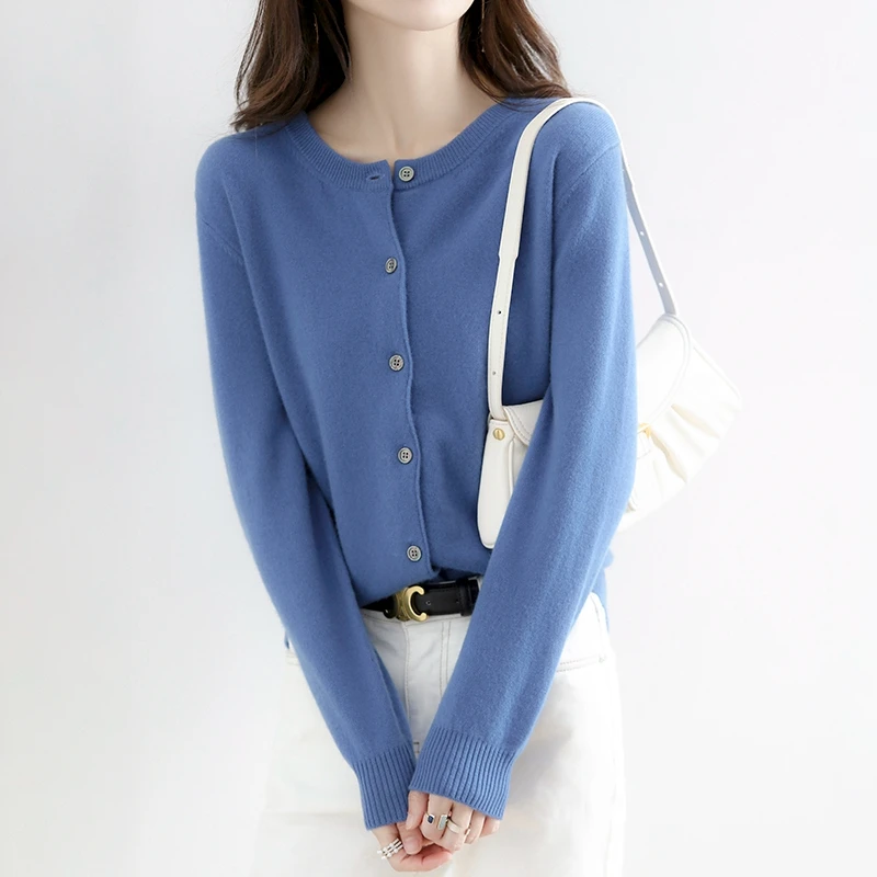 New Spring And Autumn Round-Neck Knitted Cardigan Long-Sleeved Korean-Style Fashionable Knitted Sweater For Women-ZD021 thumbnail 5