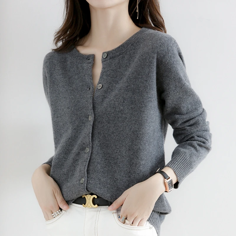 New Spring And Autumn Round-Neck Knitted Cardigan Long-Sleeved Korean-Style Fashionable Knitted Sweater For Women-ZD021 thumbnail 3