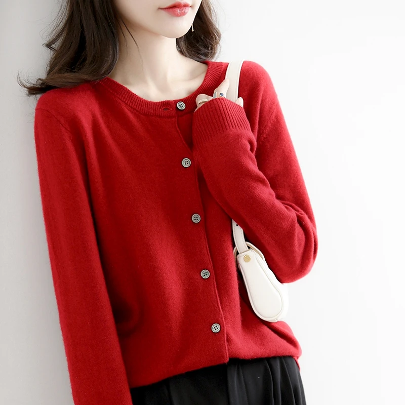 New Spring And Autumn Round-Neck Knitted Cardigan Long-Sleeved Korean-Style Fashionable Knitted Sweater For Women-ZD021 thumbnail 6