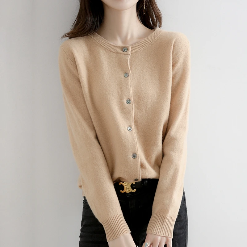 New Spring And Autumn Round-Neck Knitted Cardigan Long-Sleeved Korean-Style Fashionable Knitted Sweater For Women-ZD021 thumbnail 2