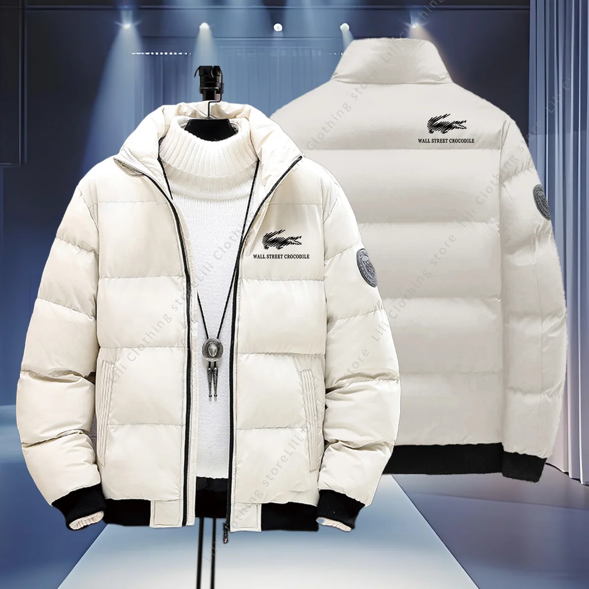 Wall Street Crocodile Winter Coats Men's Puffer Jackets Thick Warm Bomber Jackets Parkas Down Jackets Men's Winter Jackets New