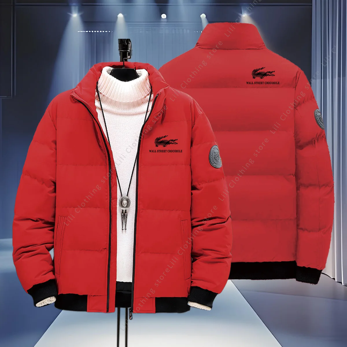 Wall Street Crocodile Winter Coats Men's Puffer Jackets Thick Warm Bomber Jackets Parkas Down Jackets Men's Winter Jackets New thumbnail 3