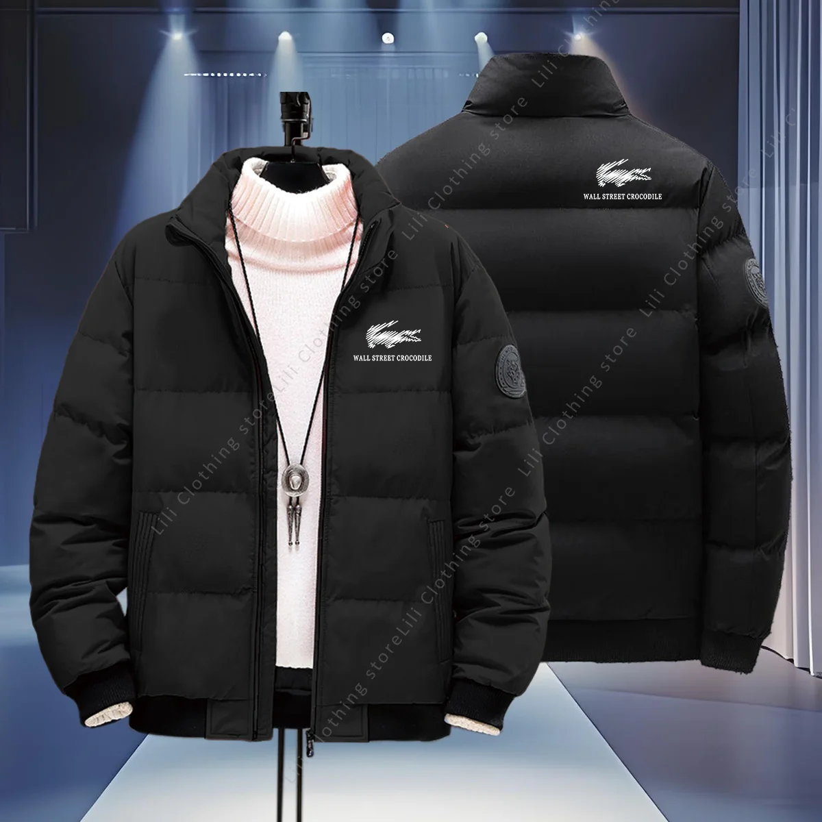 Wall Street Crocodile Winter Coats Men's Puffer Jackets Thick Warm Bomber Jackets Parkas Down Jackets Men's Winter Jackets New thumbnail 2