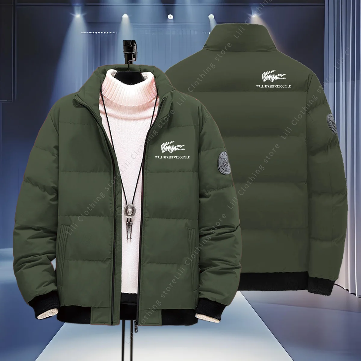 Wall Street Crocodile Winter Coats Men's Puffer Jackets Thick Warm Bomber Jackets Parkas Down Jackets Men's Winter Jackets New thumbnail 4