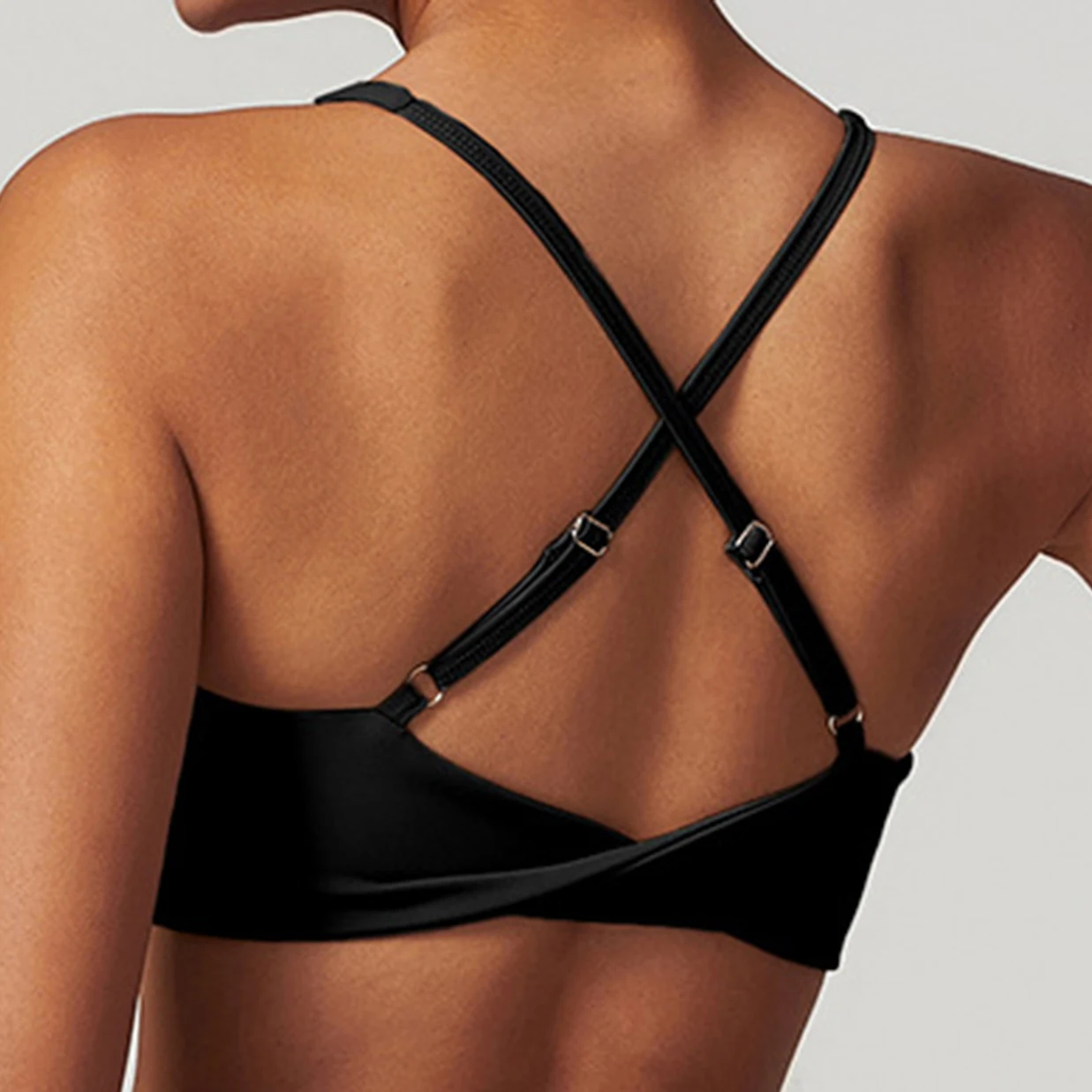 Anfilia Women's Sports Bra Deep V Neck Sports Bra Criss Cross Backless,Outdoor Workout Leisure Bra Running Fitness Pilates thumbnail 4