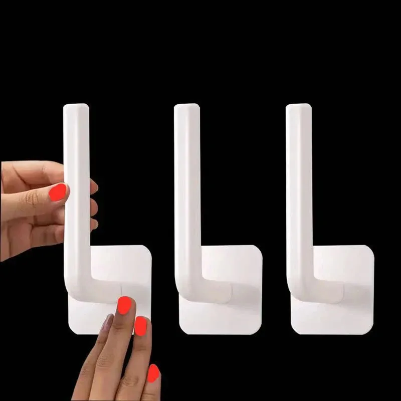 2Pcs No Hole Multifunctional Hooks Lazy Rag Hangers Kitchen Wall Mounted Paper Towel Organiser thumbnail 4