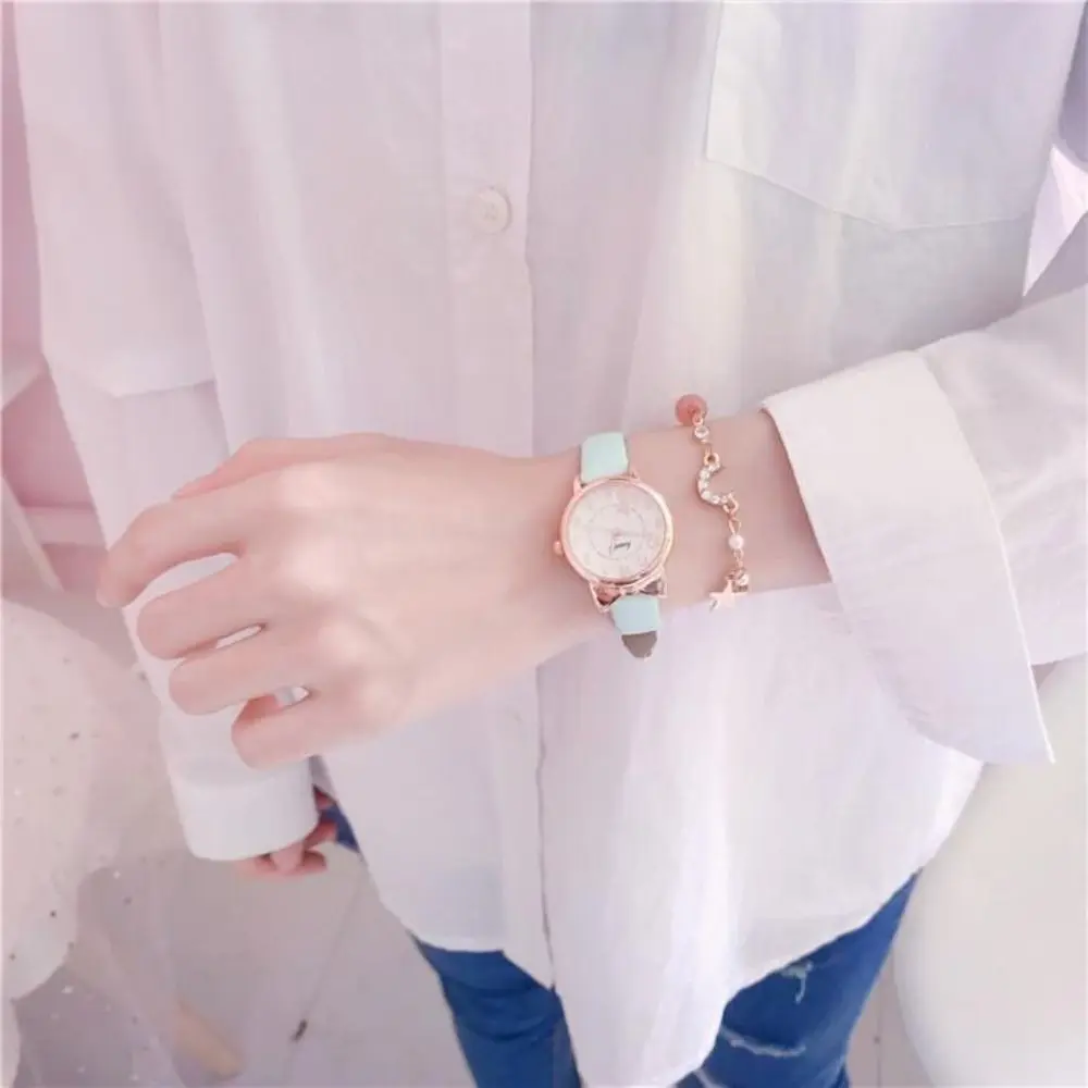 High Quality Quartz Clock Watch Bracelet Set Cat Ear Leather Watchband Quartz Watch Cute Casual Bracelet thumbnail 3