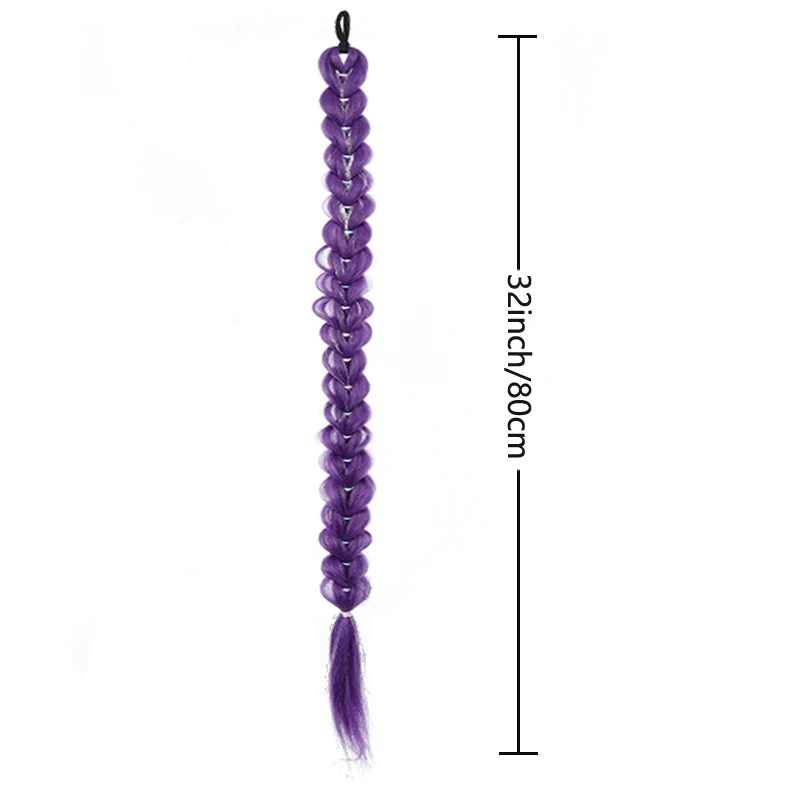 Purple kpop witch hunting group  cosplay anime wig with the same headband golden thread ponytail wig braid thumbnail 2
