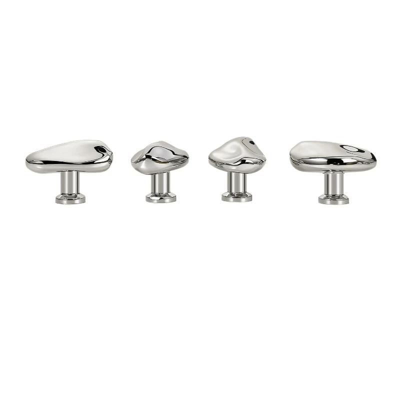 French light-luxury bright-silver handle–minimalist single-hole knob for wardrobe doors drawers and cabinets furniture hardware thumbnail 6