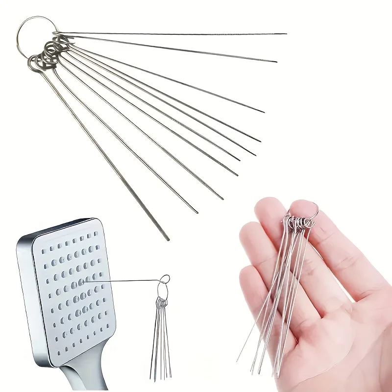 A box of 10 stainless steel shower head cleaners, suitable for cleaning shower heads