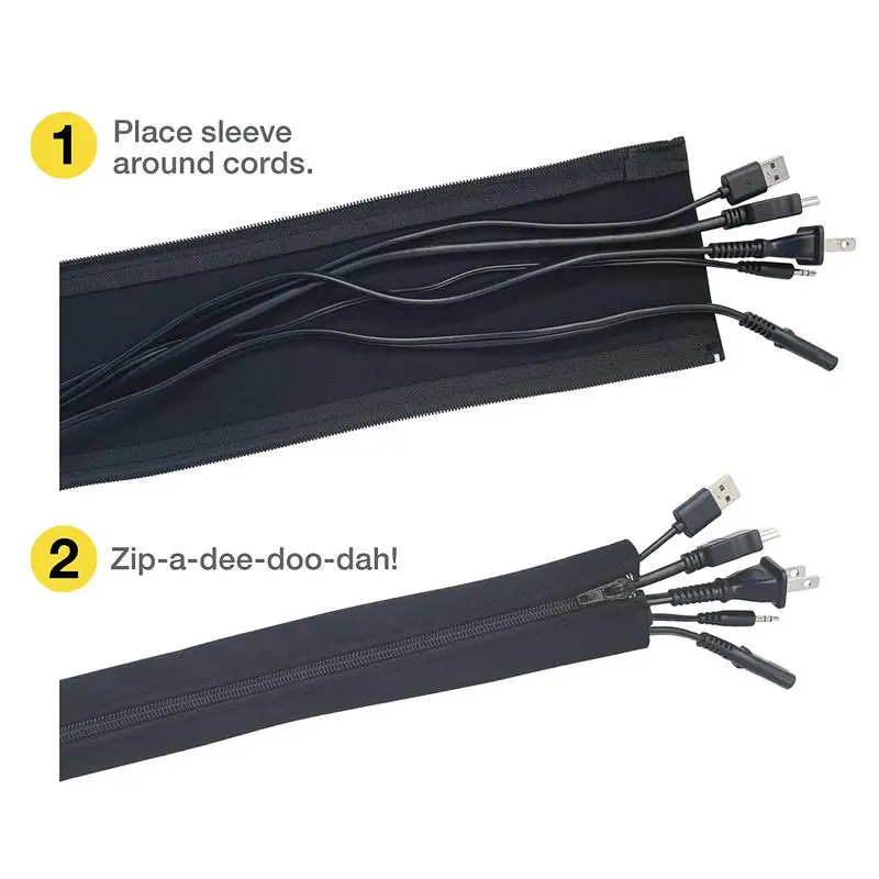 1/2/4 PCS Flexible Cable Management Sleeve Cord Organizer with Zipper Universal Cable Sleeve Wrap Cover Home Office Desktop thumbnail 4