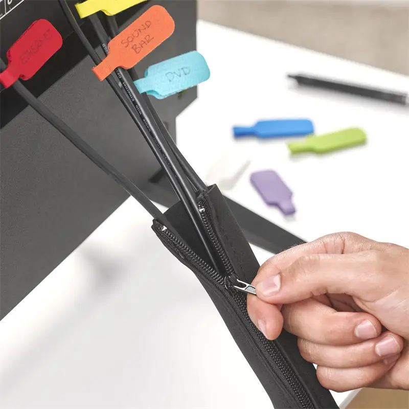 1/2/4 PCS Flexible Cable Management Sleeve Cord Organizer with Zipper Universal Cable Sleeve Wrap Cover Home Office Desktop thumbnail 2