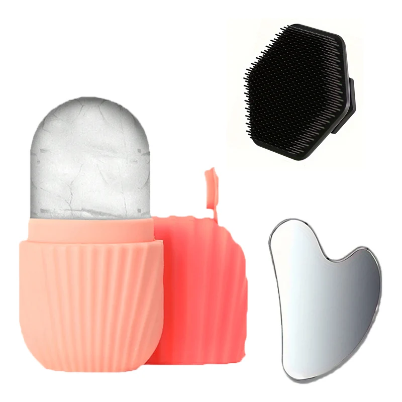 1/2/3pcs Ice Face Roller Facial Skincare Ice Roller Set,Facial Roller GuaSha FaceTool Set,Face Massage Roller Lifting Contouring thumbnail 5