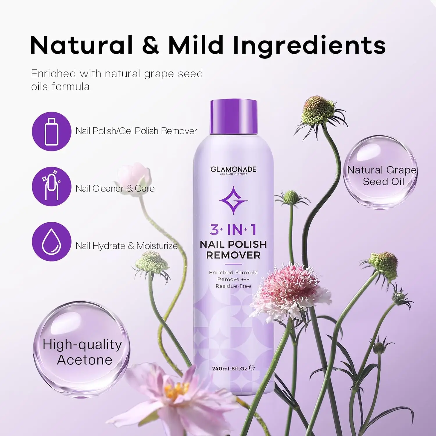 Professional Soak off Gel Nail Polish Remover Enriched with Natural Grape Seed Oil  for Gel Acrylic Nail Glue Dip Powder thumbnail 2