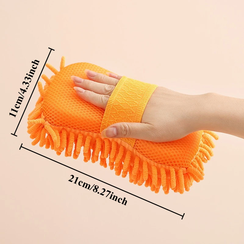1x Microfiber Chenille Car Wash Sponge and Scrubbing Pad - Scratch-Free Cleaning Tool for Auto Detailing thumbnail 2