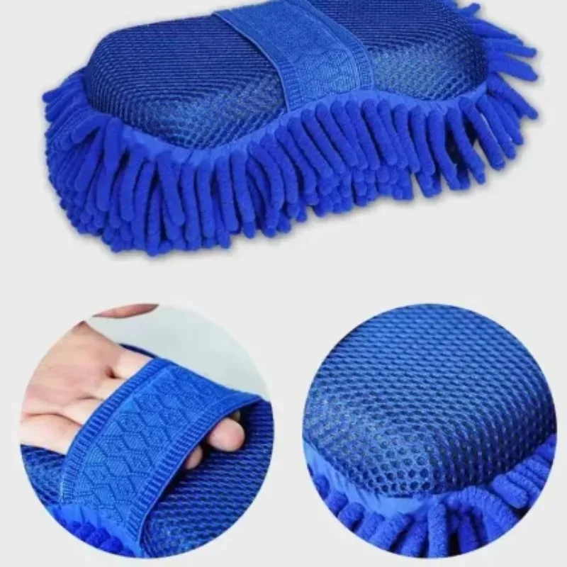 1x Microfiber Chenille Car Wash Sponge and Scrubbing Pad - Scratch-Free Cleaning Tool for Auto Detailing thumbnail 3
