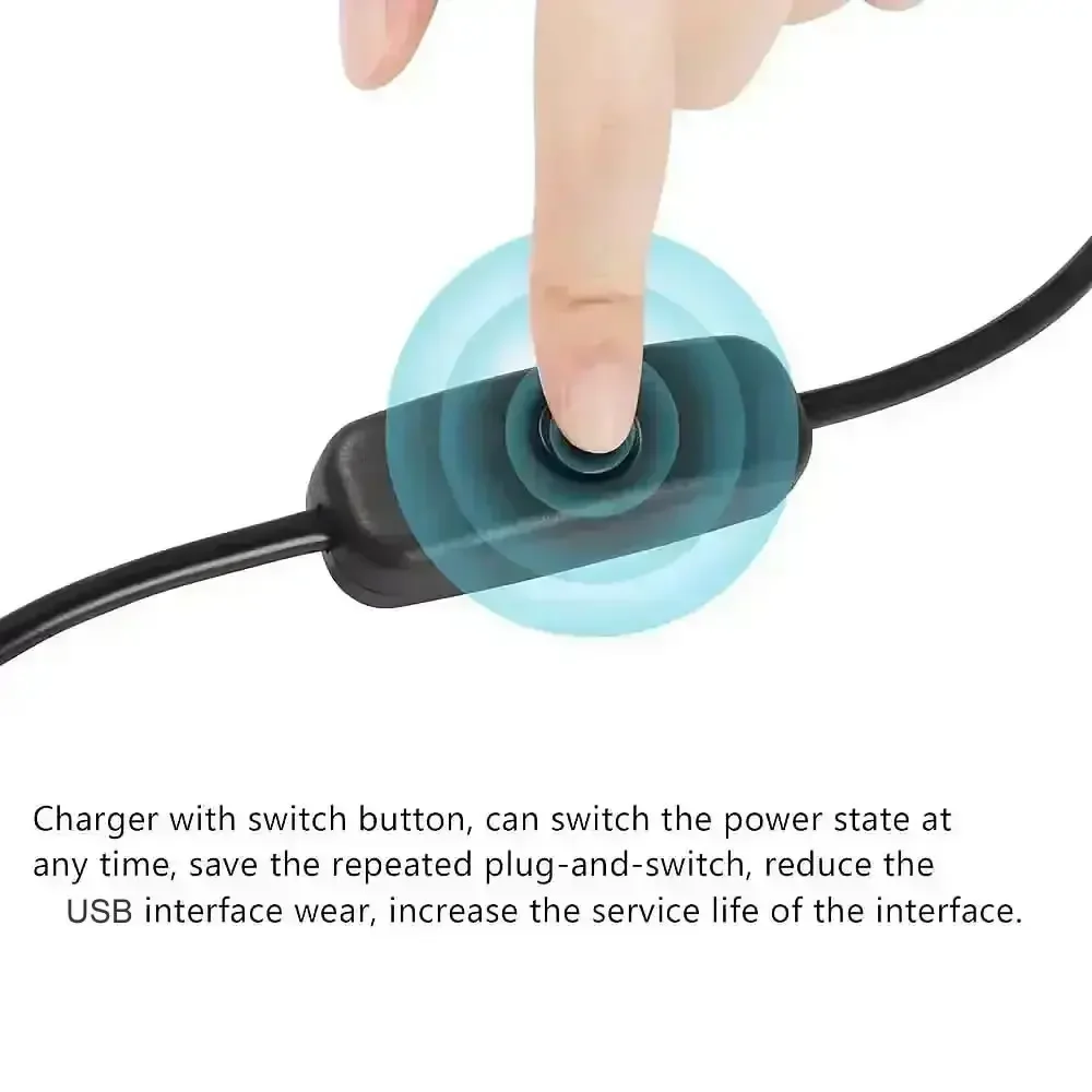 USB 1 in 2 Extension Cable with On/Off Switch USB Male to Female Hub Splitter Charing Cord for LED Lamp/Fan/LED Strips etc thumbnail 3