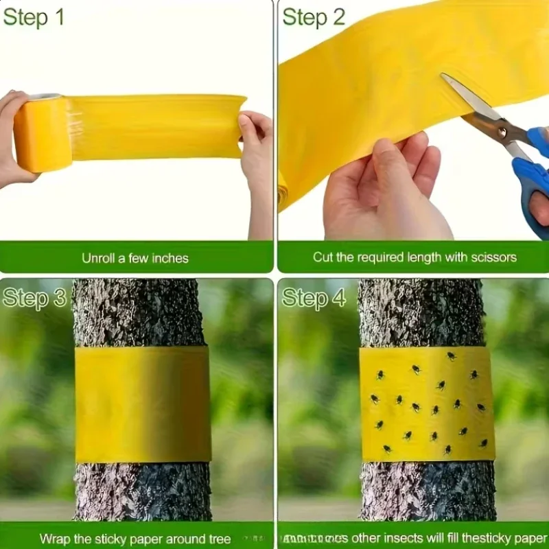 5/10M Yellow Double-sided Insect Proof Tape Outdoor Insect Trap Garden Pest Control Prevent Aphids Ants Moths Climbing thumbnail 4