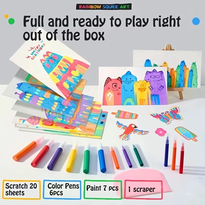Scratch Art for Kids, Rainbow Scratch Paper Crafts - DIY Drawing Toys to Develop Creativity and Fine Motor Skills, Perfect Gift thumbnail 4