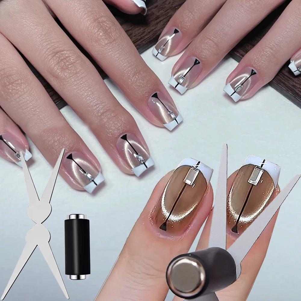 3D New Shrimp-line Cat-eye Nail Art Magnet Big Y-shaped Reverse French Cat's Eye Design Nail Magnetic Tool Gel Polish Magnet Rod