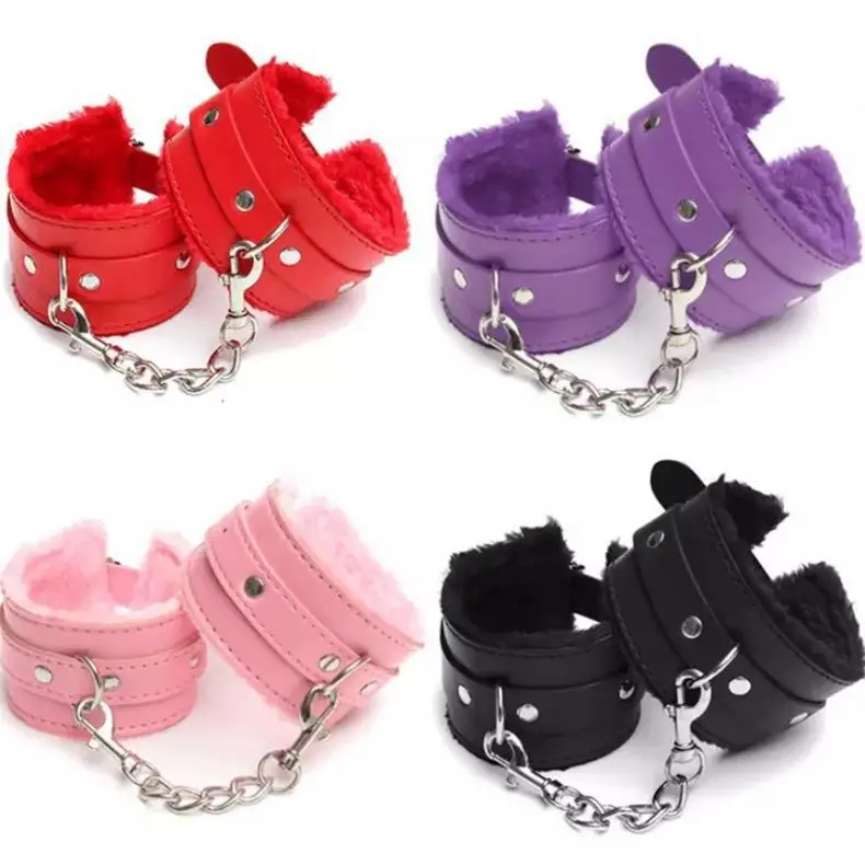 BDSM Play Sex Handcuffs Restraint Bondage Gear SM Slave Erotic Ankle Handcuffs Long Flush Handcuff Detachable Chain Clasp 18+ thumbnail 3