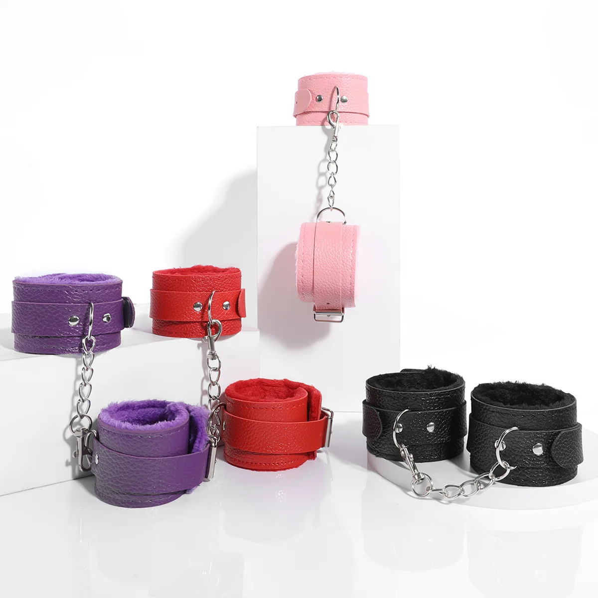 BDSM Play Sex Handcuffs Restraint Bondage Gear SM Slave Erotic Ankle Handcuffs Long Flush Handcuff Detachable Chain Clasp 18+ thumbnail 4