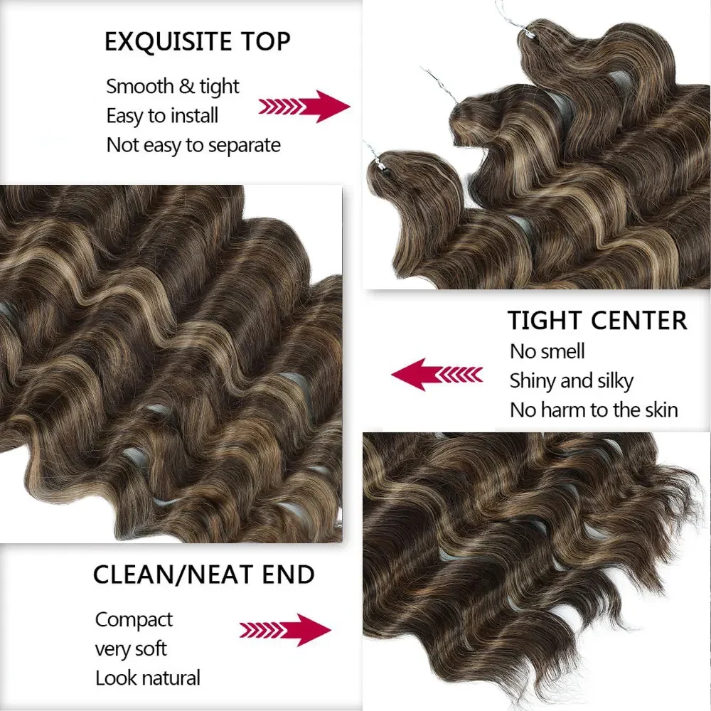 Gladys 300G 3PCS Ombre Brown 26 Inch Deep Wave Twist Crochet Hair 65cm Synthetic Hair Highlight Color Braiding Hair Extensions thumbnail 3