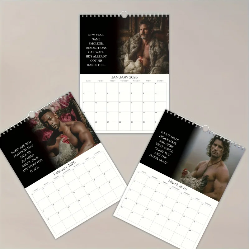 【Flower Arm Man Calendar】2026Humorous Hen Theme Wall Calendar - Monthly planner with dates，Suitable for home office decoration thumbnail 5