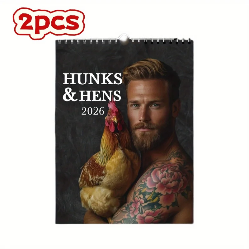 【Flower Arm Man Calendar】2026Humorous Hen Theme Wall Calendar - Monthly planner with dates，Suitable for home office decoration thumbnail 3
