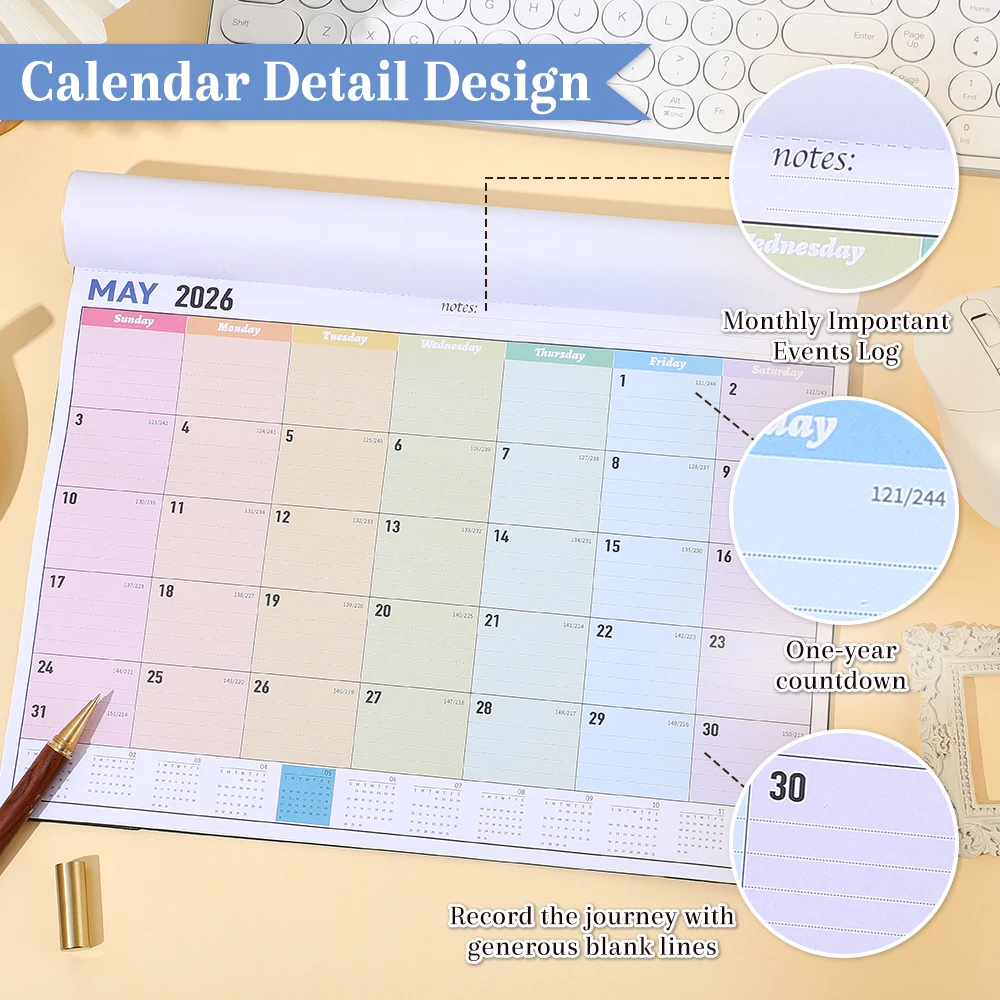 2026 Monthly Wall Calendar 12-Month Large Format Planner With Waterproof Transparent Cover For Home School Office (Jan-Dec 2026) thumbnail 3