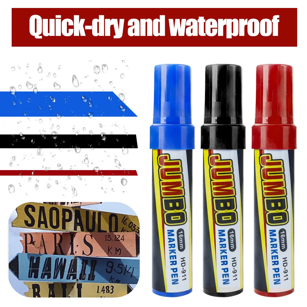 3/6/12 Pcs Paint Markers Ultra-Large Capacity 3-16mm Pen Tips Black/Red/Blue Quick-Dry Waterproof For Office School Supplies thumbnail 4