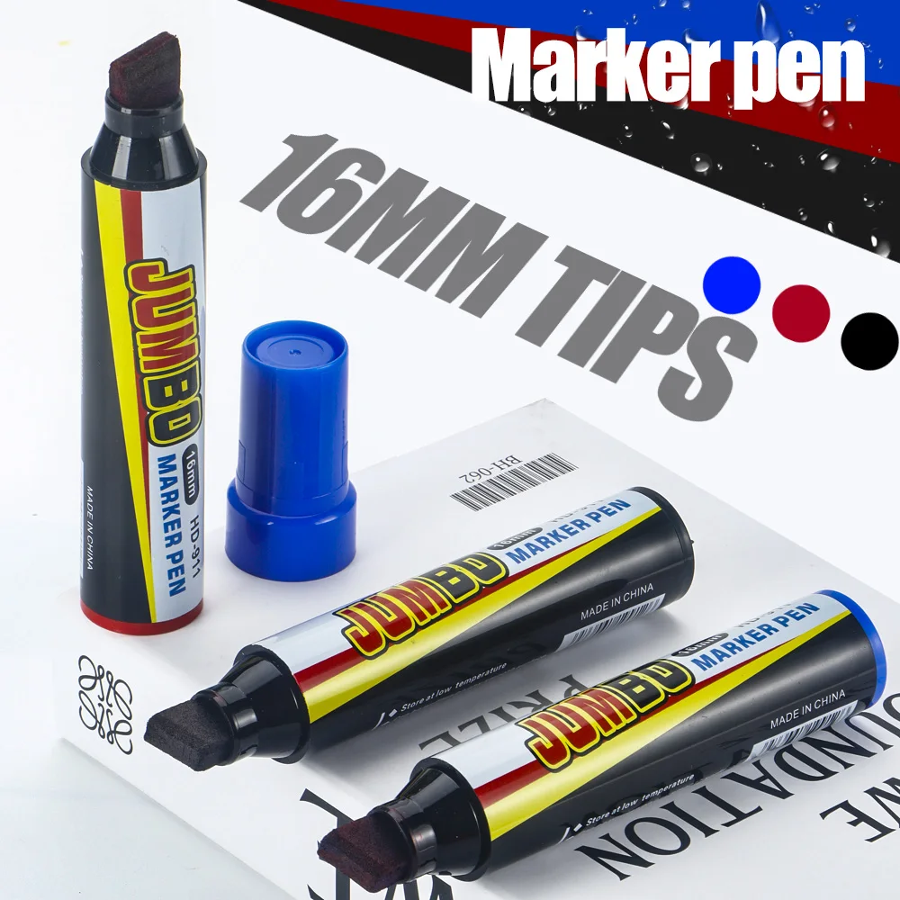 3/6/12 Pcs Paint Markers Ultra-Large Capacity 3-16mm Pen Tips Black/Red/Blue Quick-Dry Waterproof For Office School Supplies thumbnail 6