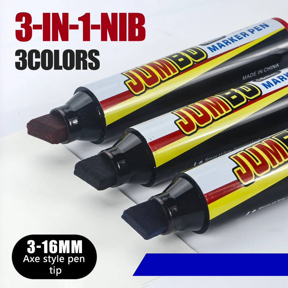 3/6/12 Pcs Paint Markers Ultra-Large Capacity 3-16mm Pen Tips Black/Red/Blue Quick-Dry Waterproof For Office School Supplies thumbnail 2