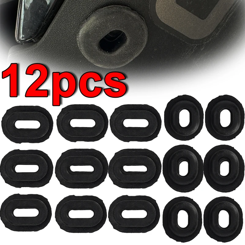 12pcs Motorcycle Black Rubber Buffer Gasket for Vehicle Side Panel Bolt Fixing Ring Body Side Cover Grommet Motor Exterior Parts