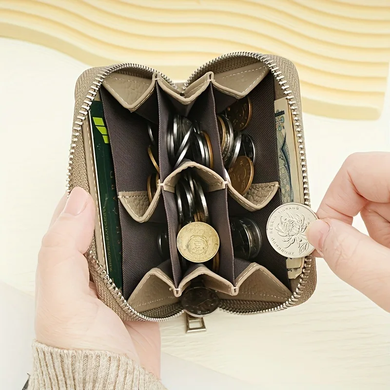 New Simple PU Leather Coin Purse Zipper Mini Wallets Portable Multi-coin Slots Money Bag Card Holder Short Purse for Women Men thumbnail 5