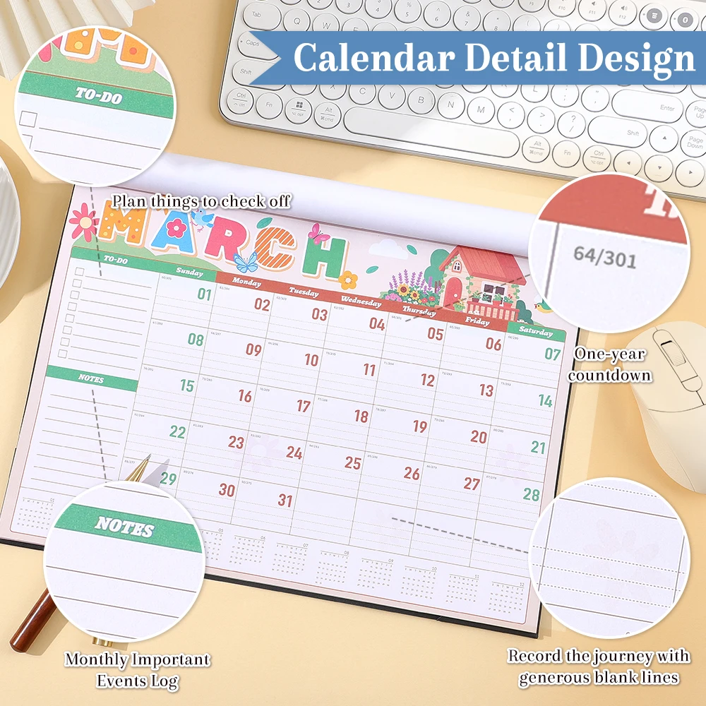 2026 Festival Wall Calendar Waterproof Cover & Thick Paper Monthly Planner For Office Home School Organization (Jan-Dec 2026) thumbnail 3