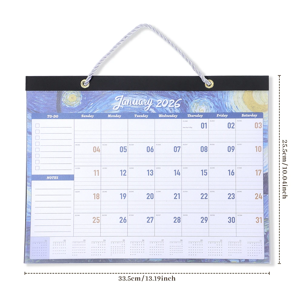 2026 Painting Wall Calendar Thick Paper & Waterproof Cover Large Monthly Desktop Planner For Home Office School (Jan-Dec 2026) thumbnail 6